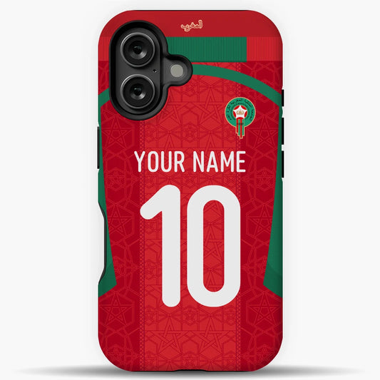 Coque iPhone Équipe du Maroc 2025 Personnalisée – Nom & Numéro